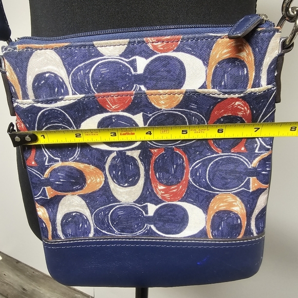 Navy Red Coach Signature Legacy Crossbody Vacation Purse Travel Resort Preppy - Picture 12 of 13